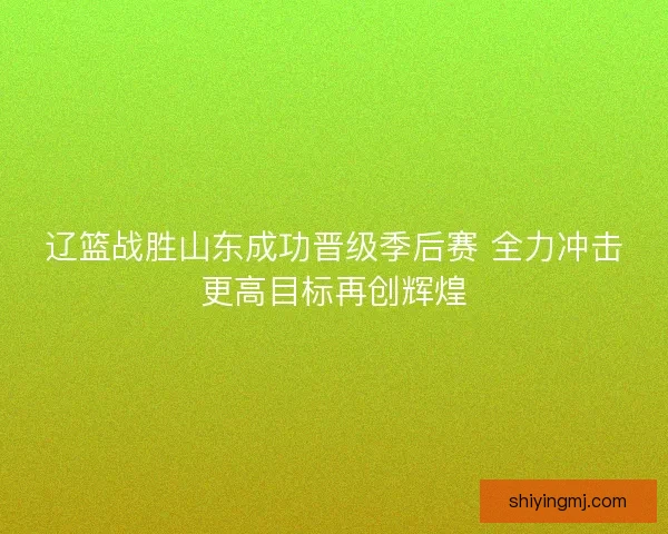辽篮战胜山东成功晋级季后赛 全力冲击更高目标再创辉煌