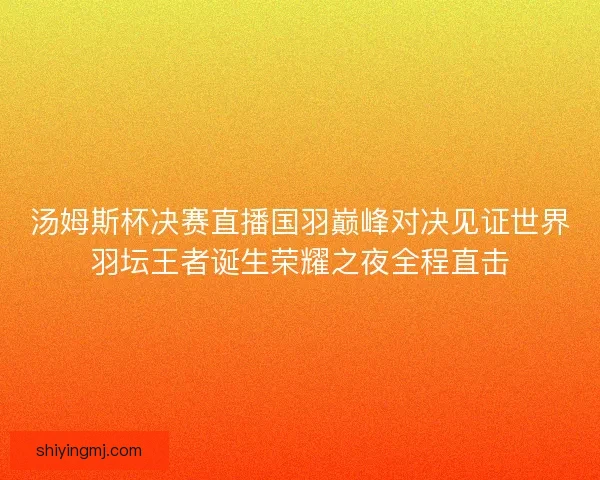 汤姆斯杯决赛直播国羽巅峰对决见证世界羽坛王者诞生荣耀之夜全程直击 汤姆斯杯决赛直播国羽巅峰对决见证世界羽坛王者诞生荣耀之夜全程直击