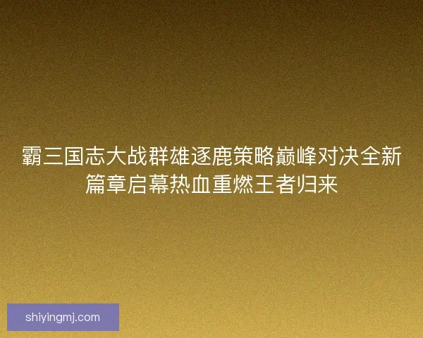 霸三国志大战群雄逐鹿策略巅峰对决全新篇章启幕热血重燃王者归来