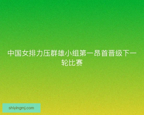 中国女排力压群雄小组第一昂首晋级下一轮比赛